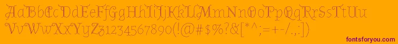 AlmendradisplayRegular-Schriftart – Violette Schriften auf orangefarbenem Hintergrund