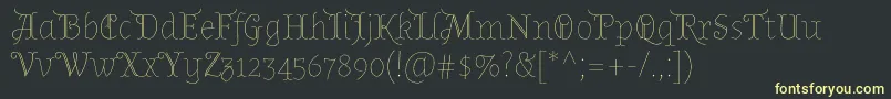 フォントAlmendradisplayRegular – 黒い背景に黄色の文字