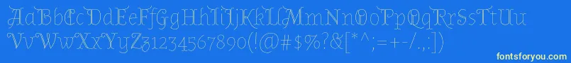 AlmendradisplayRegular-Schriftart – Gelbe Schriften auf blauem Hintergrund