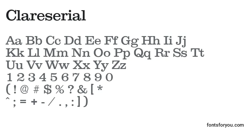 A fonte Clareserial – alfabeto, números, caracteres especiais