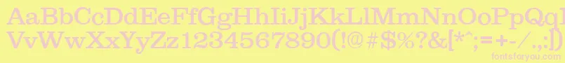 Clareserial-fontti – vaaleanpunaiset fontit keltaisella taustalla
