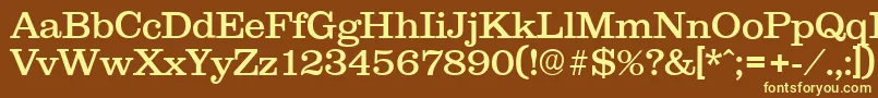 Clareserial-fontti – keltaiset fontit ruskealla taustalla