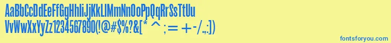 フォントRoswellfouritcTt – 青い文字が黄色の背景にあります。