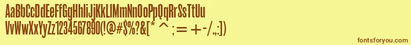 フォントRoswellfouritcTt – 茶色の文字が黄色の背景にあります。