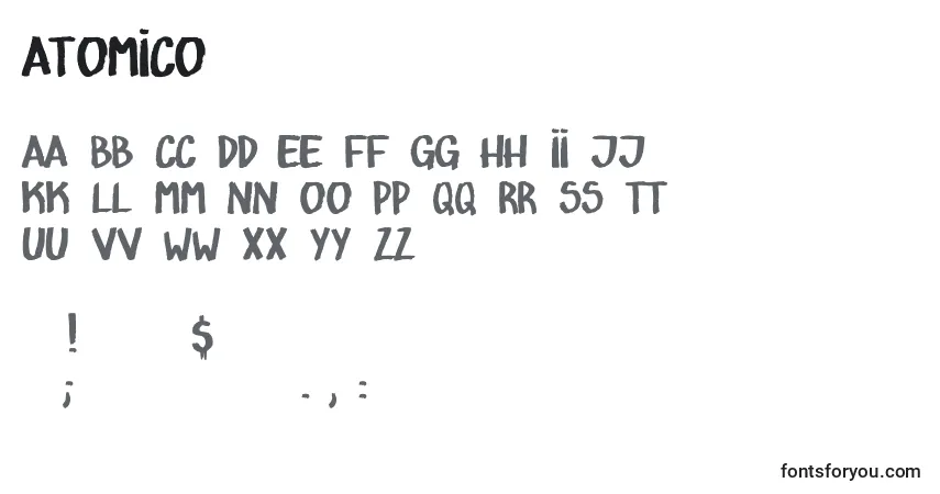 Шрифт Atomico – алфавит, цифры, специальные символы