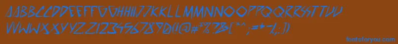 Czcionka SpacePunkPgItal – niebieskie czcionki na brązowym tle