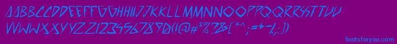 SpacePunkPgItal Font – Blue Fonts on Purple Background