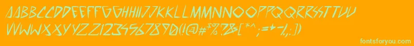 SpacePunkPgItal-Schriftart – Grüne Schriften auf orangefarbenem Hintergrund