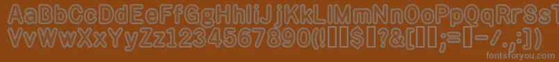 Rotos-fontti – harmaat kirjasimet ruskealla taustalla