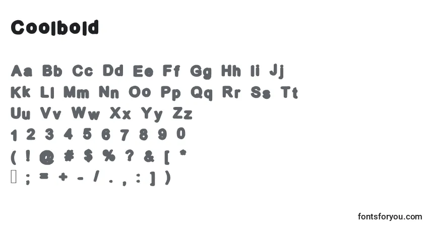 Czcionka Coolbold – alfabet, cyfry, specjalne znaki