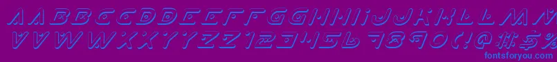 フォントPlanetXShadowItalic – 紫色の背景に青い文字