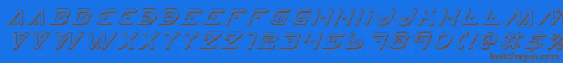 PlanetXShadowItalic-Schriftart – Braune Schriften auf blauem Hintergrund