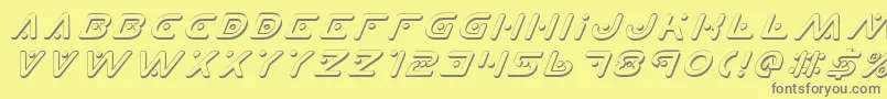 PlanetXShadowItalic-fontti – harmaat kirjasimet keltaisella taustalla