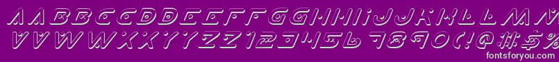 フォントPlanetXShadowItalic – 紫の背景に緑のフォント