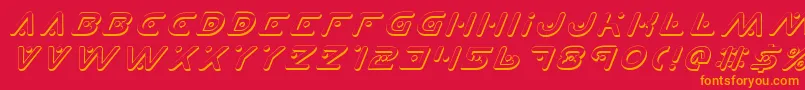 フォントPlanetXShadowItalic – 赤い背景にオレンジの文字