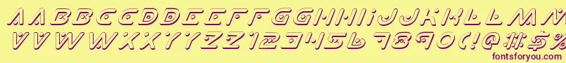 PlanetXShadowItalic Font – Purple Fonts on Yellow Background