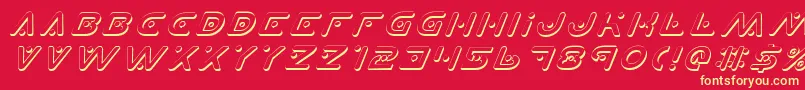 PlanetXShadowItalic-Schriftart – Gelbe Schriften auf rotem Hintergrund