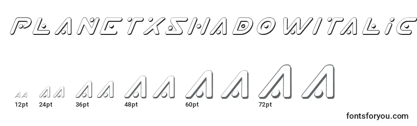 PlanetXShadowItalic Font Sizes
