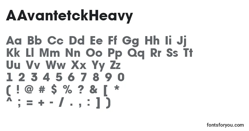 A fonte AAvantetckHeavy – alfabeto, números, caracteres especiais