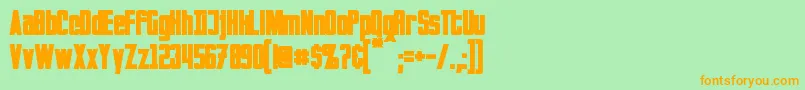 InvadersBold-Schriftart – Orangefarbene Schriften auf grünem Hintergrund