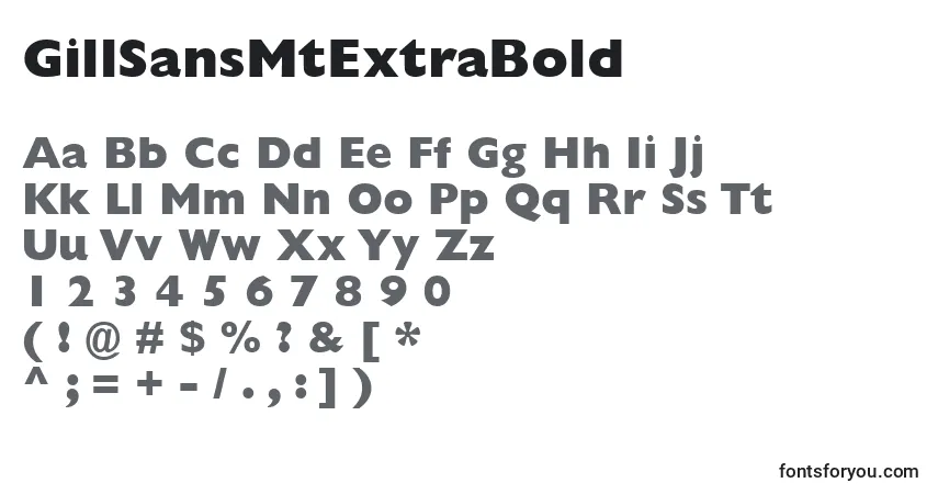 A fonte GillSansMtExtraBold – alfabeto, números, caracteres especiais