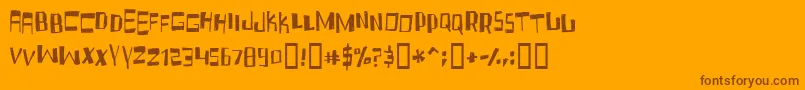 Weitere Informationen zur FruityDrinkCarbonated-Schriftart FruityDrinkCarbonated-Schriftart – Braune Schriften auf orangefarbenem Hintergrund