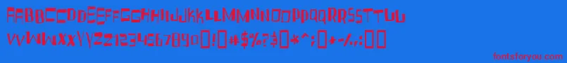 Weitere Informationen zur FruityDrinkCarbonated-Schriftart FruityDrinkCarbonated-Schriftart – Rote Schriften auf blauem Hintergrund