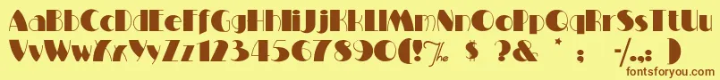 フォントMiltonburlesque – 茶色の文字が黄色の背景にあります。