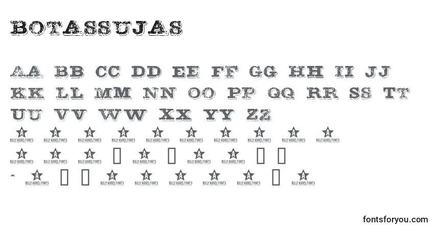 Fuente Botassujas - alfabeto, números, caracteres especiales