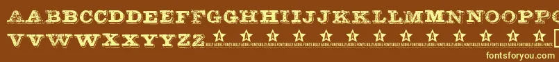 Botassujas-Schriftart – Gelbe Schriften auf braunem Hintergrund