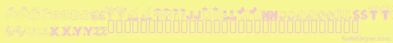 LmsAIsForAngel-fontti – vaaleanpunaiset fontit keltaisella taustalla