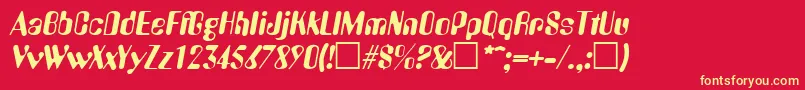 Fonte AmeliaItalic – fontes amarelas em um fundo vermelho