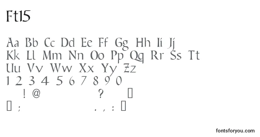 Schriftart Ft15 – Alphabet, Zahlen, spezielle Symbole