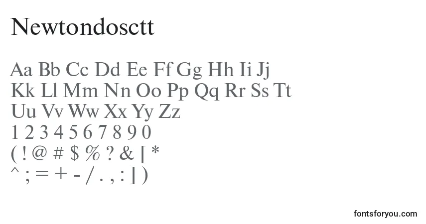A fonte Newtondosctt – alfabeto, números, caracteres especiais
