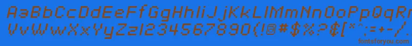 SfPixelateOblique Font – Brown Fonts on Blue Background