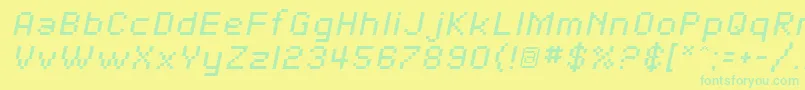 SfPixelateOblique-Schriftart – Grüne Schriften auf gelbem Hintergrund