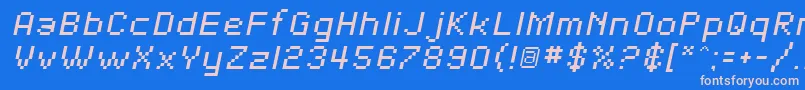 Czcionka SfPixelateOblique – różowe czcionki na niebieskim tle