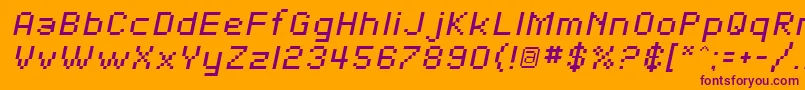 SfPixelateOblique Font – Purple Fonts on Orange Background