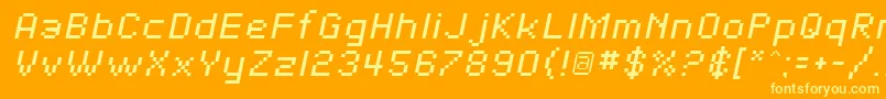 SfPixelateOblique Font – Yellow Fonts on Orange Background