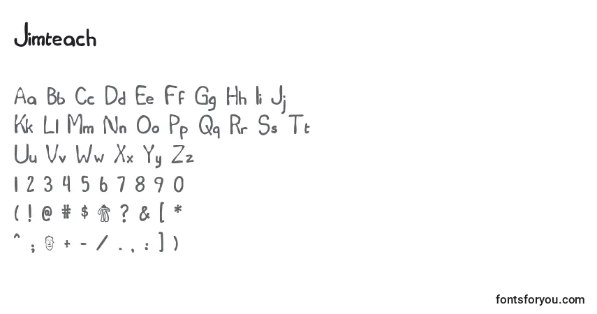 Czcionka Jimteach – alfabet, cyfry, specjalne znaki