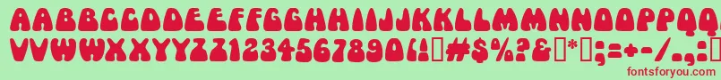 フォントMamaMf – 赤い文字の緑の背景