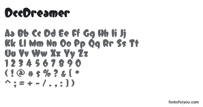 Czcionka DccDreamer – alfabet, cyfry, specjalne znaki