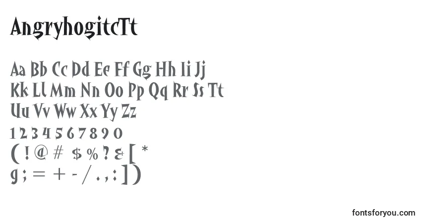 Schriftart AngryhogitcTt – Alphabet, Zahlen, spezielle Symbole