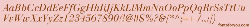 LinotypegianottenLightitalic Font – Brown Fonts on Pink Background