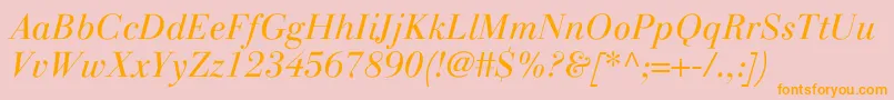 LinotypegianottenLightitalic Font – Orange Fonts on Pink Background