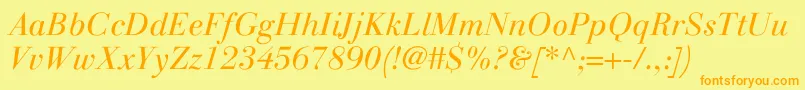 En savoir plus sur la police LinotypegianottenLightitalic Police LinotypegianottenLightitalic – polices orange sur fond jaune