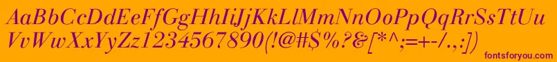 LinotypegianottenLightitalic Font – Purple Fonts on Orange Background