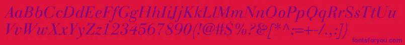 fuente LinotypegianottenLightitalic – Fuentes Moradas Sobre Fondo Rojo