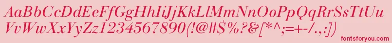 LinotypegianottenLightitalic-Schriftart – Rote Schriften auf rosa Hintergrund