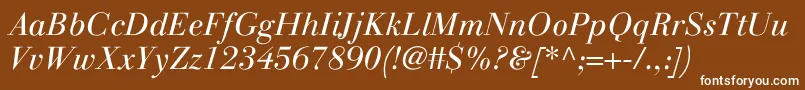 LinotypegianottenLightitalic Font – White Fonts on Brown Background